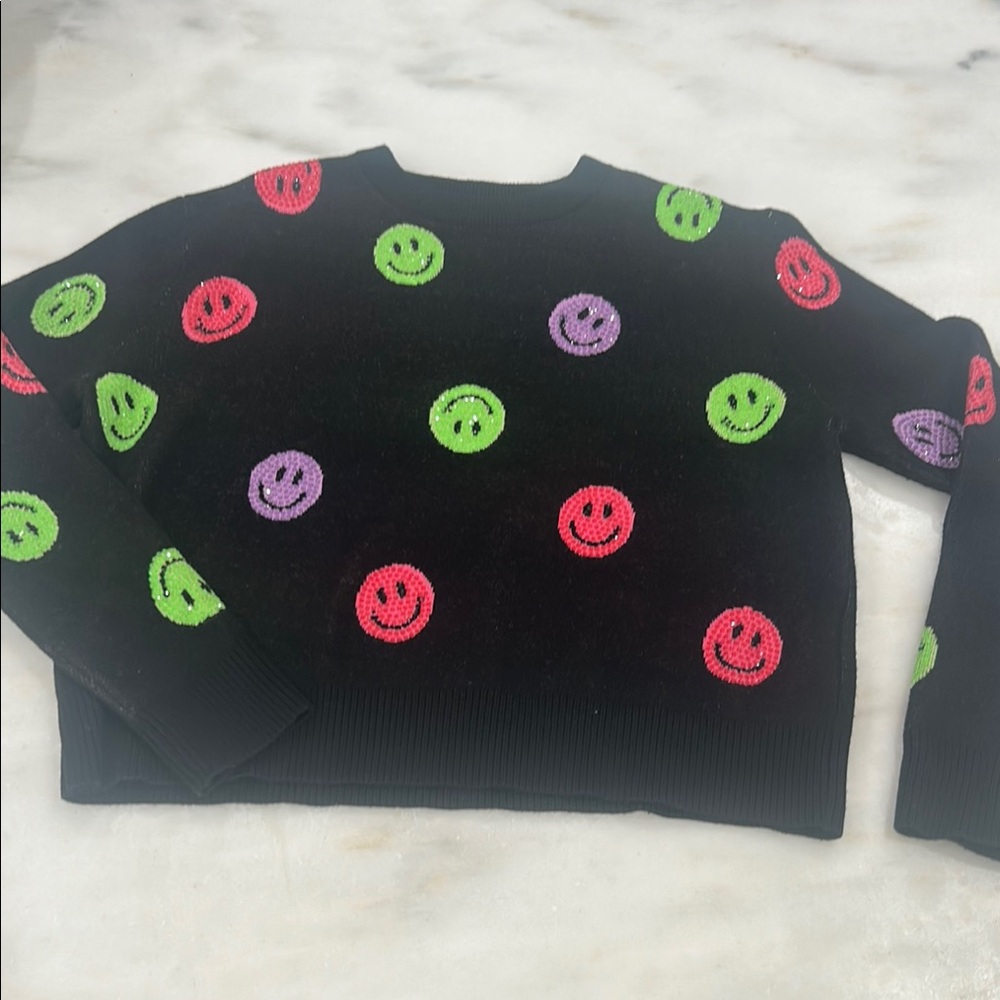 Queen of Sparkles Smiley Face Sweater